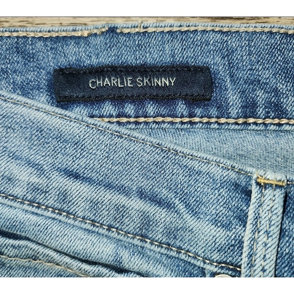 Lucky Brand Women's 10/30 Distressed Charlie Skinny Blue Jeans - Picture 3 of 10
